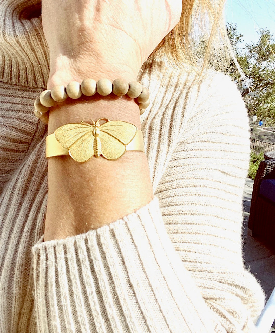 Butterfly 18K Gold Plated Cuff Bracelet