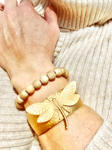 Dragonfly 18K Gold Plated Cuff Bracelet